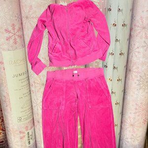authentic y2k juicy couture hot pink tracksuit. pants have no drawstring, zipper